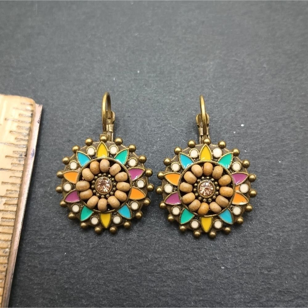 BRONZE mandala earrings minimalist earings boho multicolor